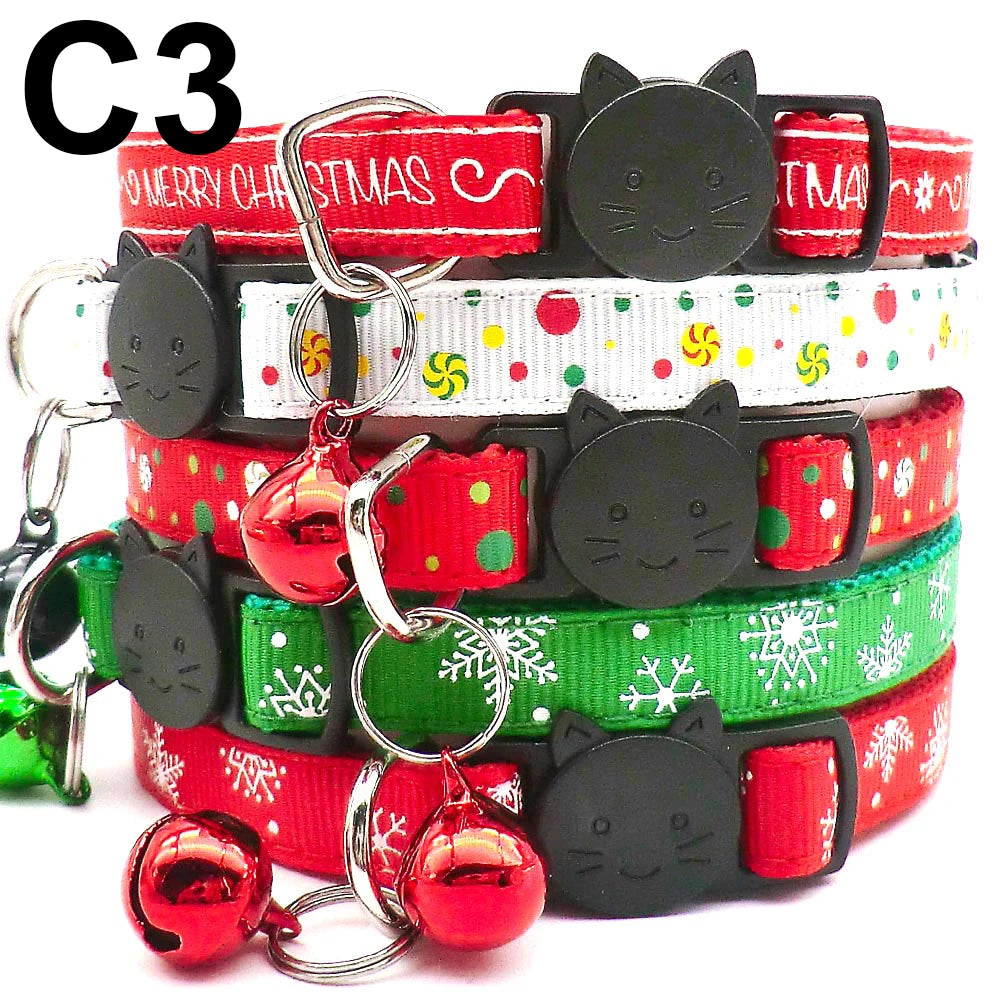 100PCS Christmas Pets Collar With Bell Adjustable Quick Disengagement Personalized Dog Collar Small Dog Puppy Dog Accessories