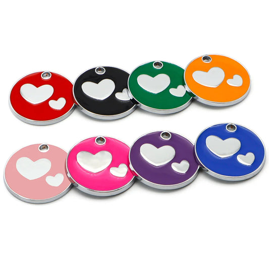 Wholesale 20Pcs Personalized Dog Cat ID Tag Anti-lost Pet Name Plates Blank Engraving  Nameplate Pendant Heart Round Shape