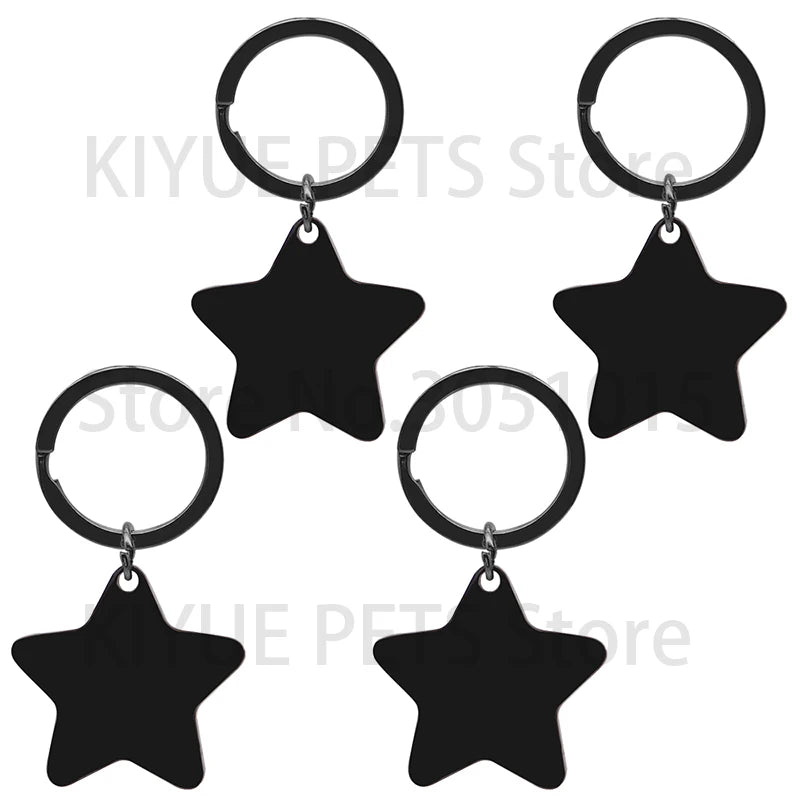 Personalized 50Pcs Blank Star Tag With Chain Pet Dog Plate Keyring Pendant Necklace Jewelry Making Accessories