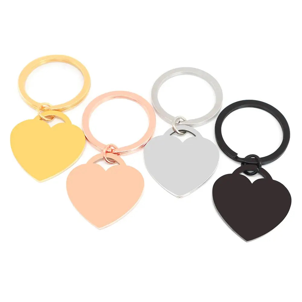 20pcs Stainless Steel Personalized Pet Blank ID Tag Heart Pendant Metal Keyring Nameplate Collar Accessories