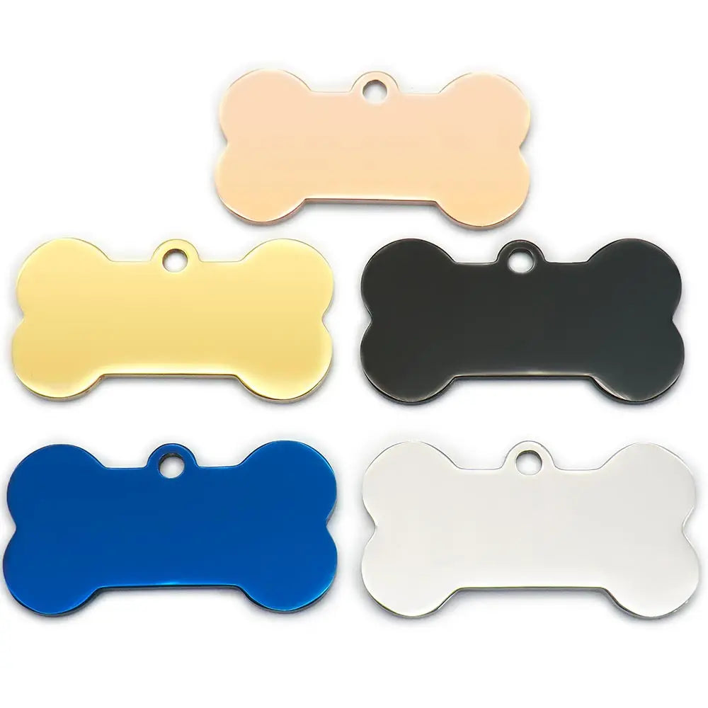 100Pcs Dog Bone Tag Shape Stainless Steel Personalized Engraved ID Name Address for Puppy Metal Pendant Keyring Anti-lost