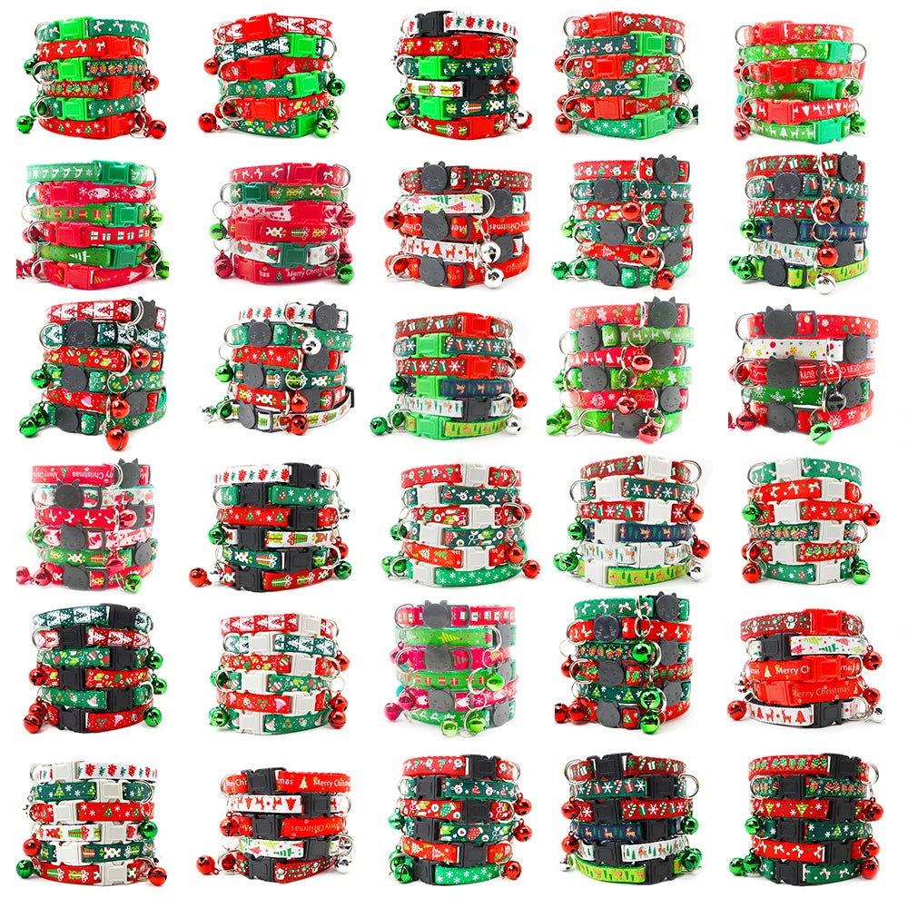 Wholesale 24PCS Christmas Collar Exquisite Festive Dog Neck Strap Fashion Personality Cat Head Covering