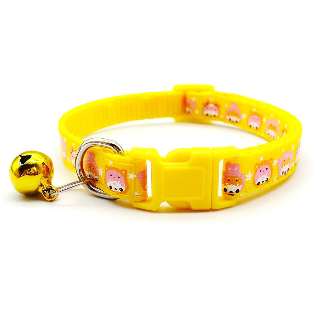 100Pcs Dog ID Collars Kitten Cat With Bells Practical Polyester Reusable Puppy Colorful Necklace Decoration Supplies Pets Gifts