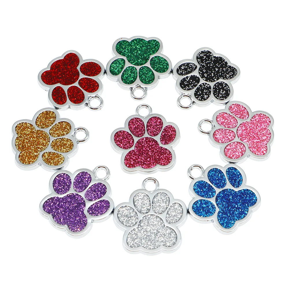 Wholesale 100Pcs Paw Identity Pendant Dog Tag Round Name Plate Pet ID Tag For Dogs Cats Personalized Custom Engraved Keychain