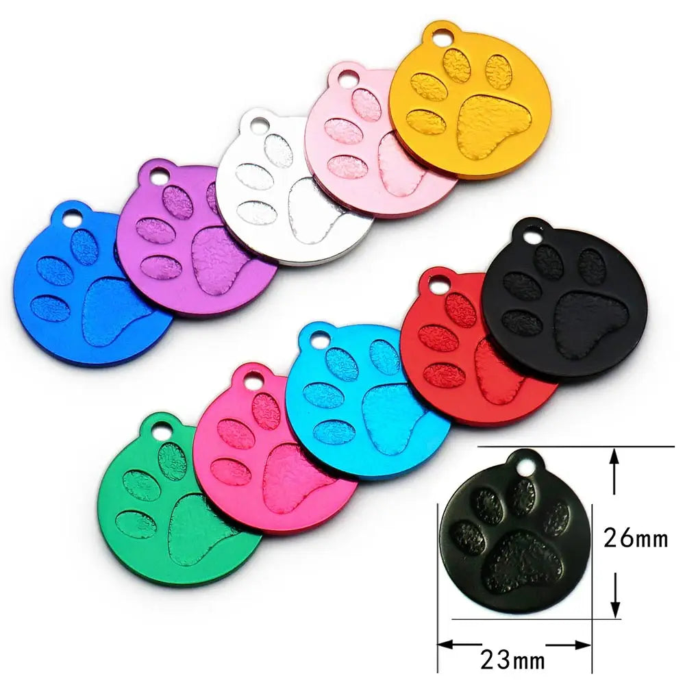 Personalized Random Mix 20pcs Aluminum Pet Dog Tag Nameplate Pedant For Cat Collar Ring Anti-Lost Accessories