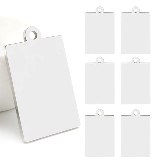 100pcs Wholesale Rectangle Stainless Steel ID Blank Dog Tags Pendant Necklace Jewelry Keyring Cat Collar Accessories