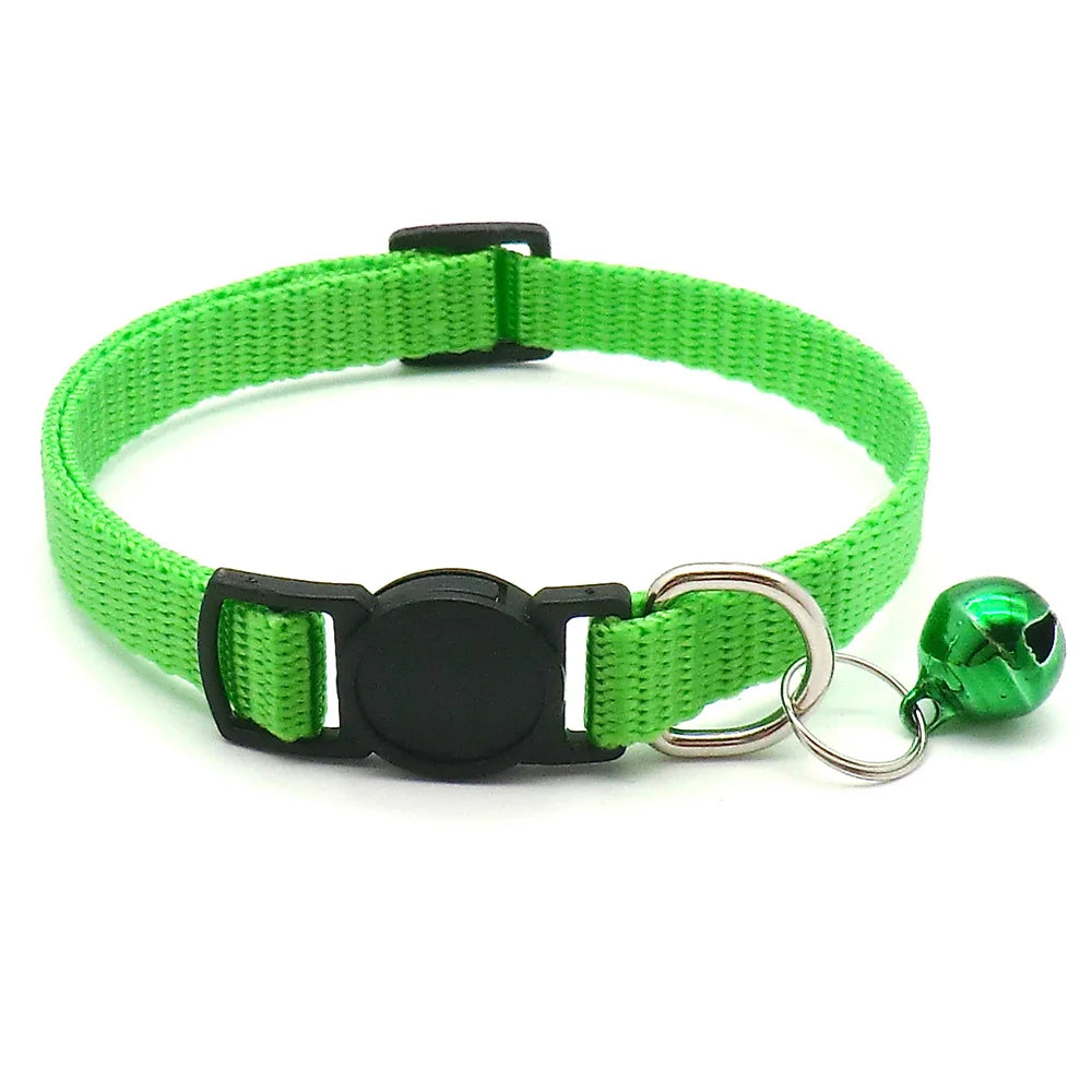 Wholesale 24Pcs Safety Casual Solid Color Neck Strap Fashion Walking Outside Pet Cat Dog Collar With Bell Delicate