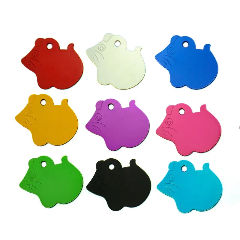 KIYUE 20pc Mouse Shape Personalized Engraving Pet Id Tags Dog Cat Tag Dog Identification Customized Name Address Telephone Text