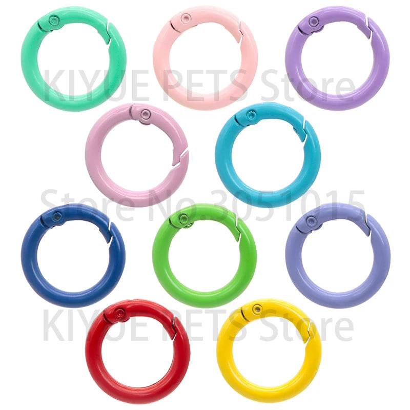 100Pcs Round Carabiner Ring Split Spring Gate Keychain O Ring Chain Jewelry Making Connector Pet Tag Accessories