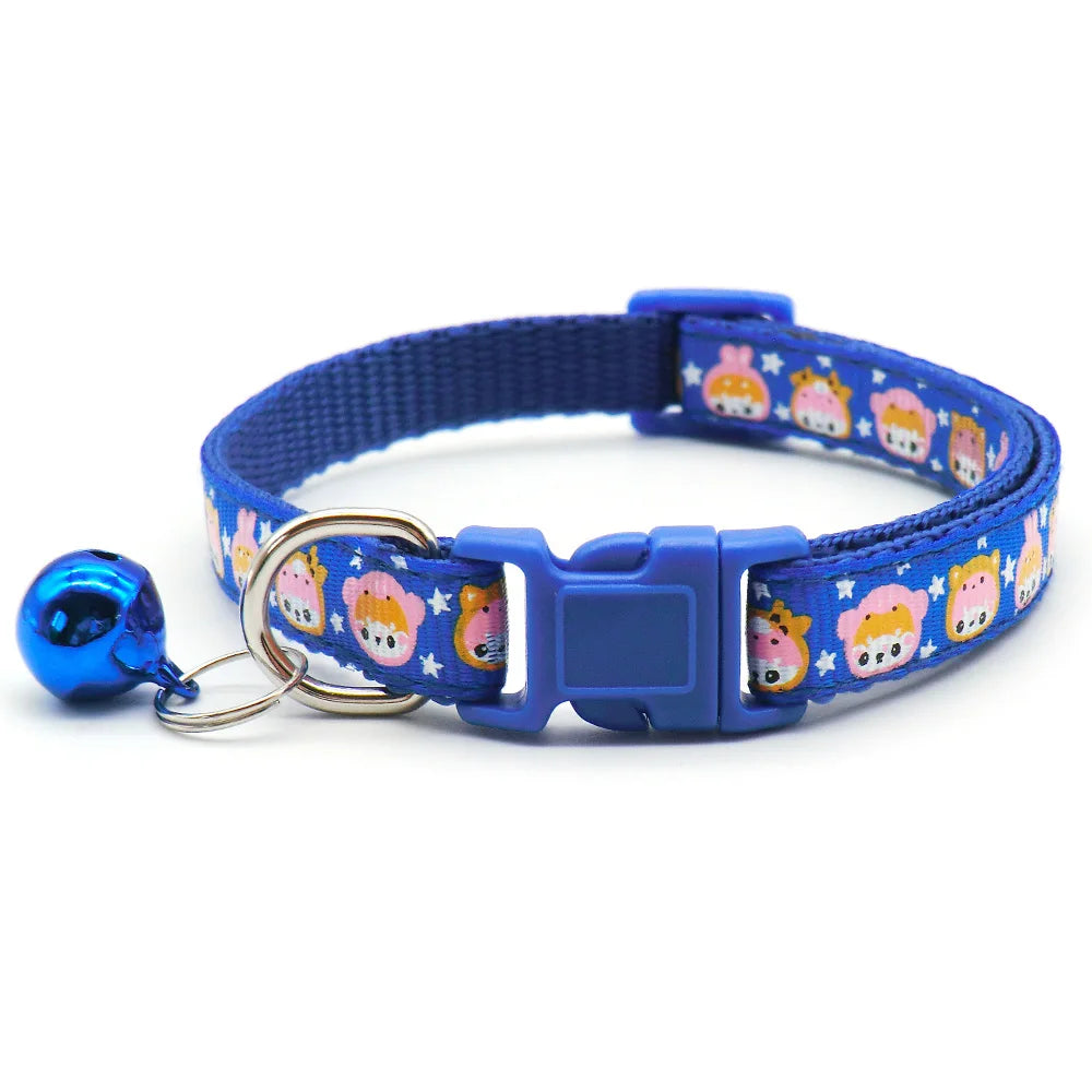 100Pcs Dog ID Collars Kitten Cat With Bells Practical Polyester Reusable Puppy Colorful Necklace Decoration Supplies Pets Gifts