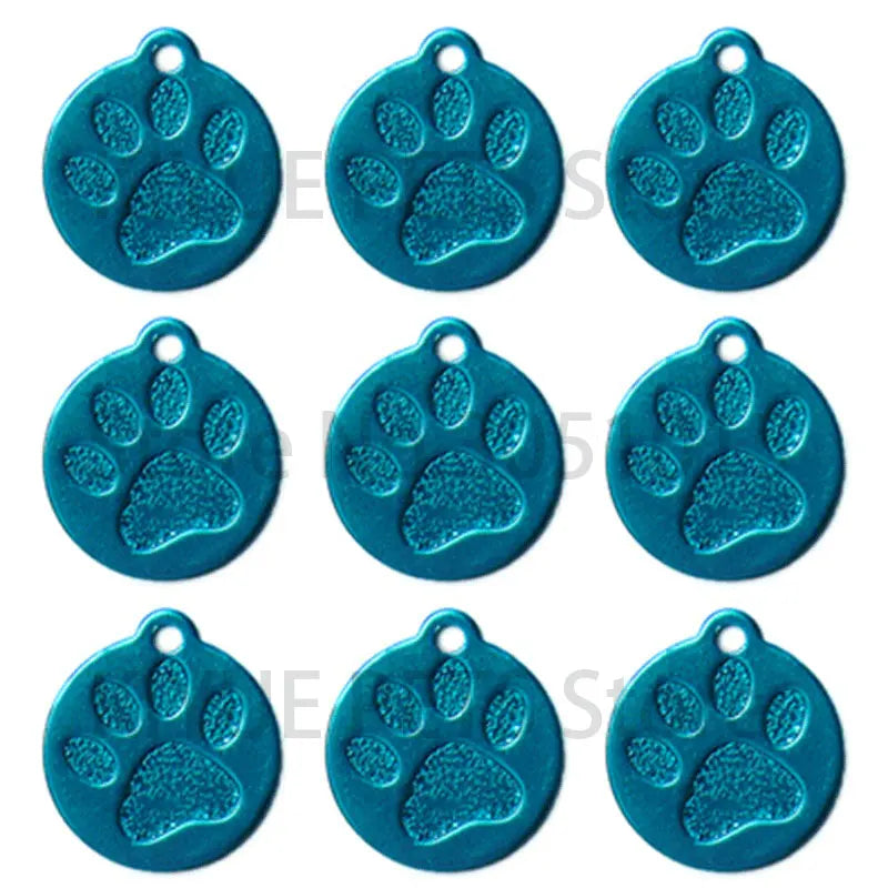 Wholesale 100Pcs Personalized ID Dog Tag Custom Engraved Name Puppy Dog Tag Paw Pendant Keychain Pet Dog Collar Accessories