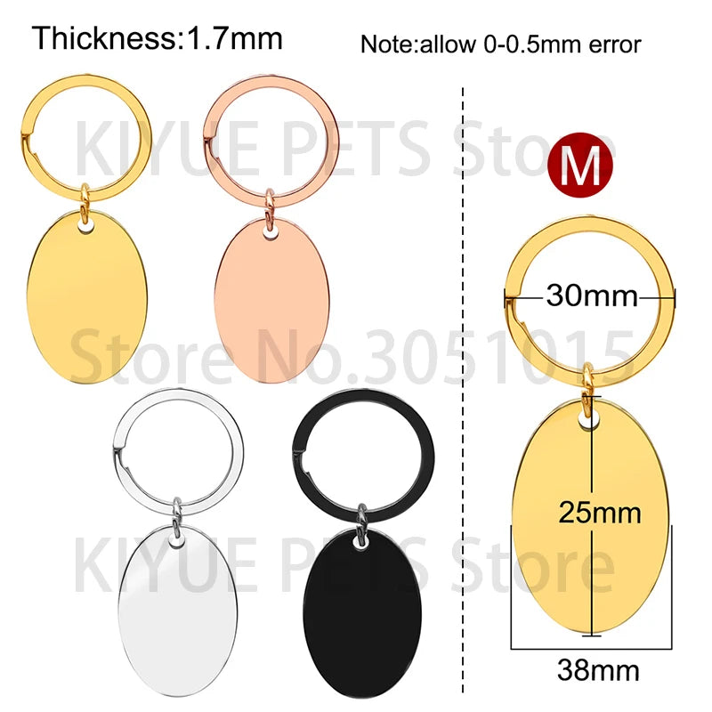 Custom 20Pcs/Set Pet Dog ID Tag Bone Round Stainless Steel Plate Pendant Necklace Collar Pet Accessories