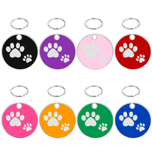 100Pcs Engraved Pet Dog ID Tag Personalized Cat Puppy Round Animal Collar Accessories Custom Anti-lost Blank Name Tags Pendant