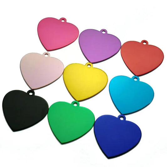 Wholesale 20pcs Heart Pendant Nameplate Pet Tags ID Cumstom Personalized Dog ID Tags Engerave For Dog Name Charm ID Tag Collar