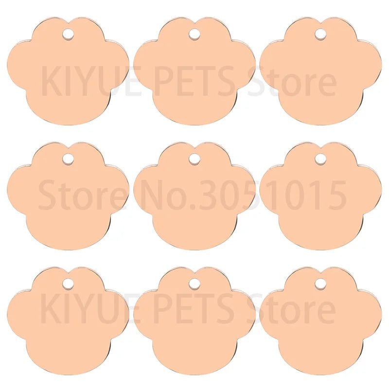 20PCS Dog Id Tag Engraved Name Phone Number Cat Paw Stainless Steel Puppy Collar Accessories Nameplate Anti-lost Pet Pendanty