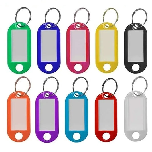 Wholesale 100Pcs ID Tag Dog Pet Plastic Keychain Key Tags ID Label Name Tags With Ring Key Chains Rings Write Name Phone Text