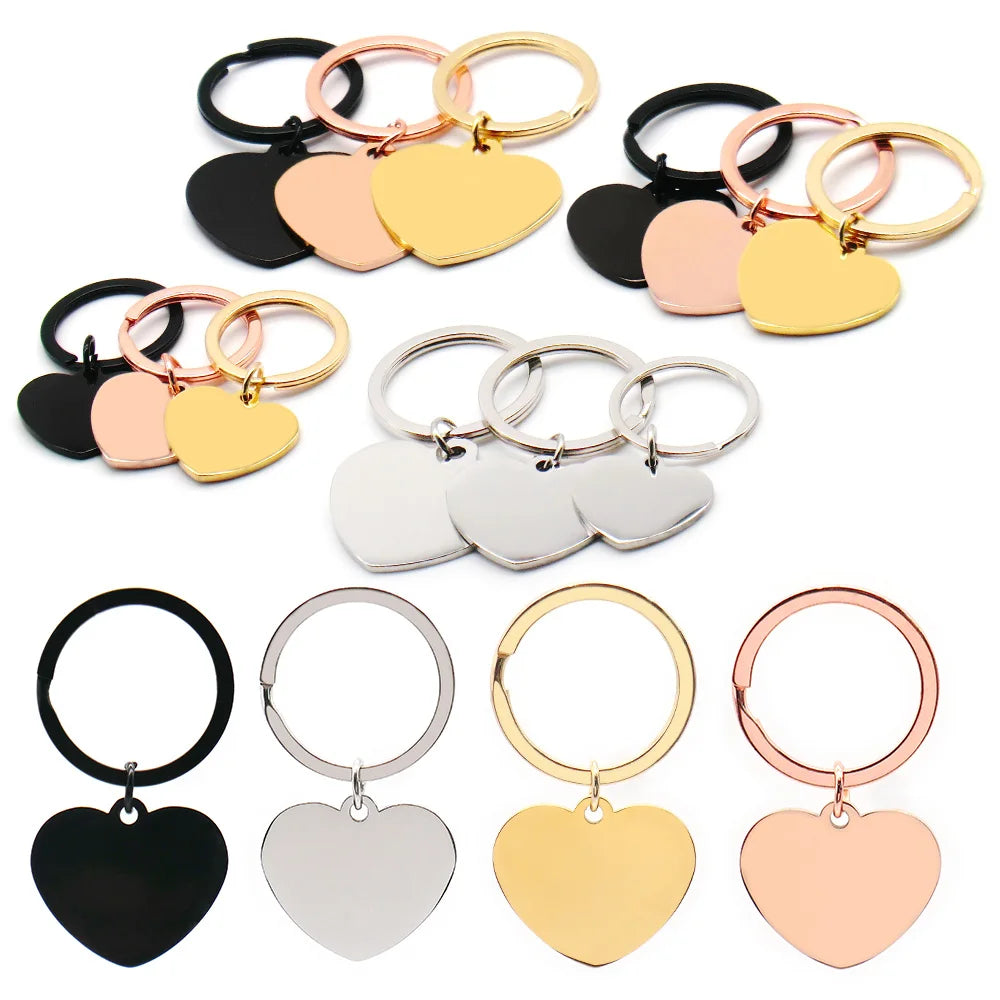 50Sets Love Dog Tags Blank Stainless Steel Keychain Personalized Engraved Can Customized Text Festival Gifts Ring Name Anti-lost