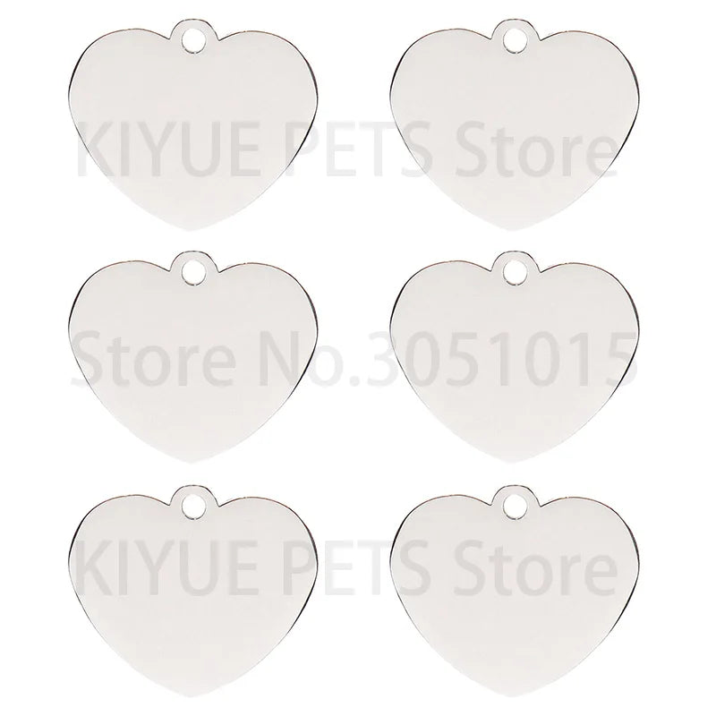 20PCS Heart-shaped Stainless Steel Dog ID Tag Pet Nameplate Pendant Custom Personality Engraved Cat Identity Necklace Accessorie