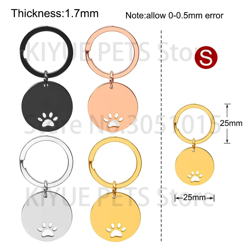 Personalized 50Pcs/Set Stainless Steel Blank Dog Tag Round Bone Pendant Keychain Custom Jewelry Making Keyring Accessories