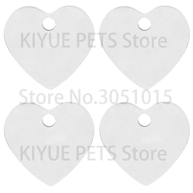 100Pcs Personalized Pet Dog ID Tag Blank Stainless Steel Heart Charm Laser Pendant Engravable Jewelry Plate Gift Souvenir