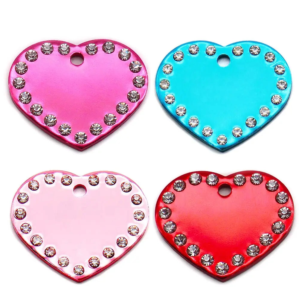 Wholesale 100Pcs Rhinestone Bone Plate Tag Personalized Dog ID Tag Custom Name Dog Collar Pet Accessories Pet Gift Dog Bone Tag