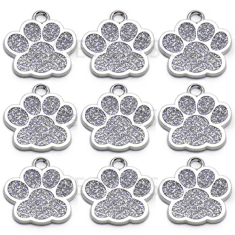 Wholesale 100Pcs Paw Identity Pendant Dog Tag Round Name Plate Pet ID Tag For Dogs Cats Personalized Custom Engraved Keychain