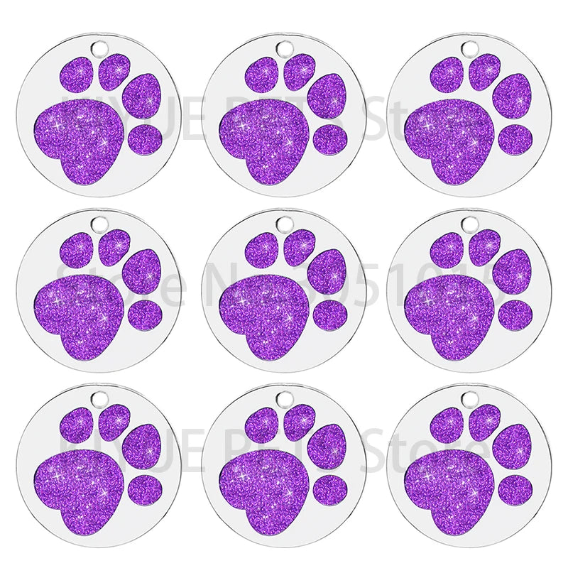 Wholesale 100Pcs Personalized Dog Tag Custom Pet Puppy Dog ID Tag Dog Collar Accessories Engraved Name Plate Paw Tag For Dogs