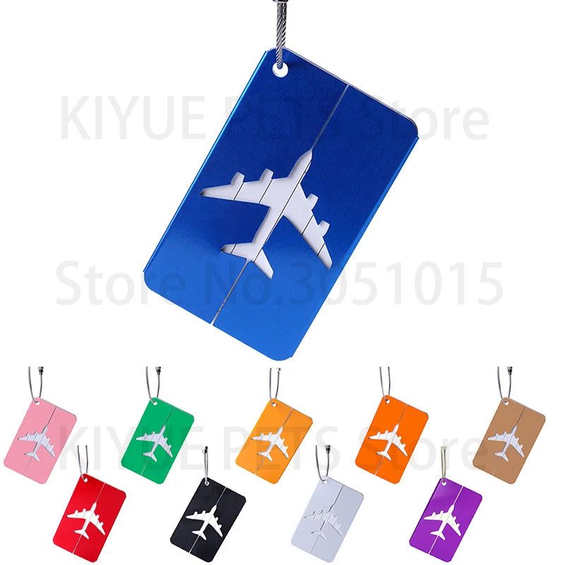 Wholesale 20Pcs Name Custom Aluminium Plate Luggage Suitcase Dog ID Tag Laser Label Holder Travel Accessories