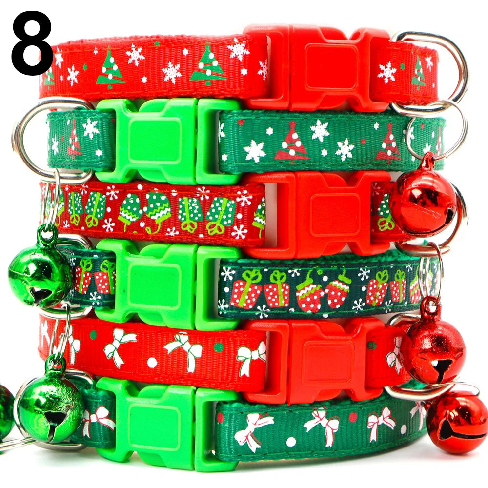 24PCS Pet Cat Collar Bow Tie And Bell Cute Plaid Christmas Red Adjustable Dog Collar With Sash Gifts