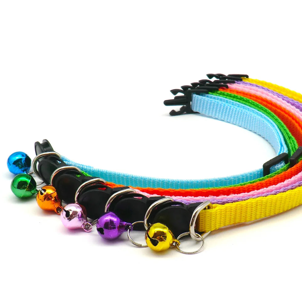 Wholesale 24Pcs Safety Casual Solid Color Neck Strap Fashion Walking Outside Pet Cat Dog Collar With Bell Delicate