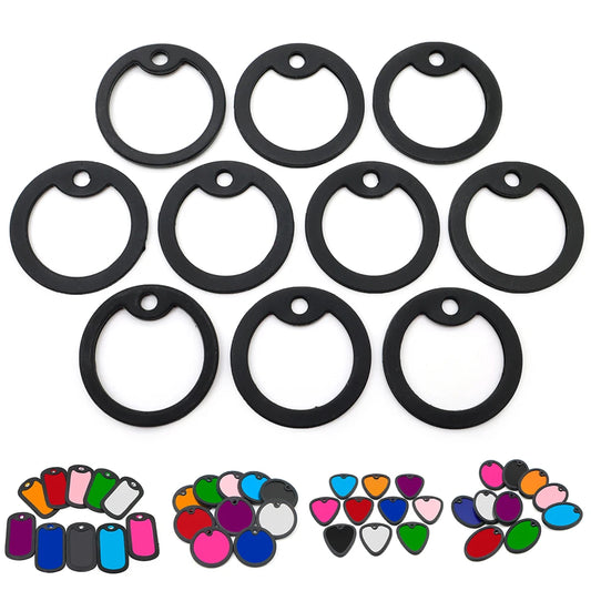 100Pcs Pet Personalized Black Circle Rubber Pendant Charms Accessories Customize Keyring Silencers Adornment