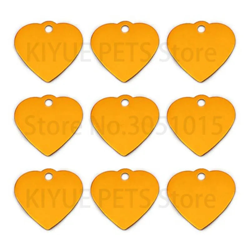 Wholesale 100Pcs Dog ID Tag Pet Name Engraving Tag Pendant plate name pendant Herat Necklace Collar Puppy Cat Collar Accessory