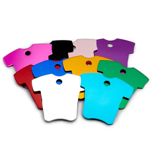 Wholesale 100pcs Clothes Shape For Pet ID Tags Identity Tags Cumstom Anodized Aluminum Cats ID Tags Name Decorative Accessories