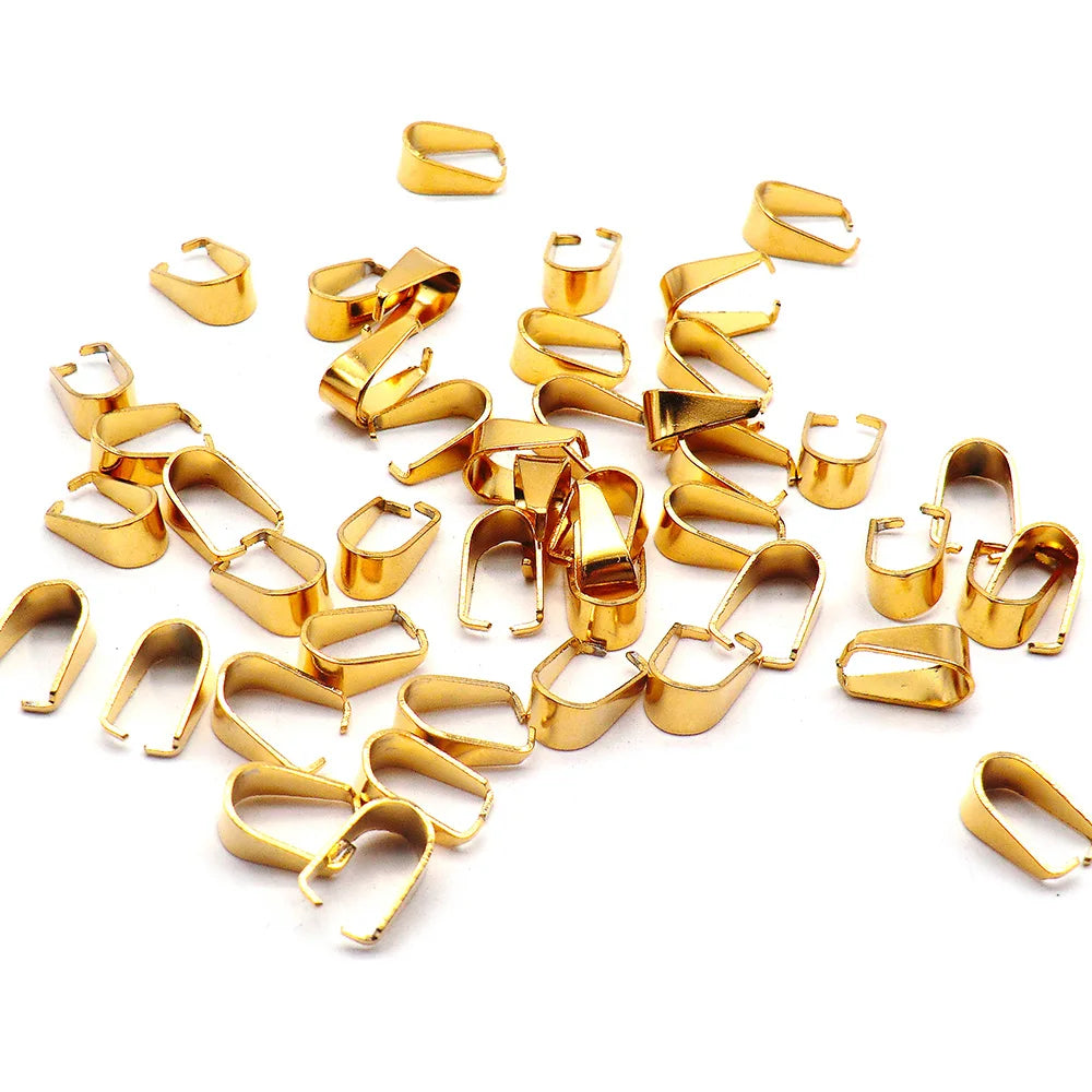 100pcs/Lot Gold Stainless Steel Clasps Bails Charm Melon Seeds Buckle Pendant DIY Necklace Bracelet Connectors Jewelry Findings