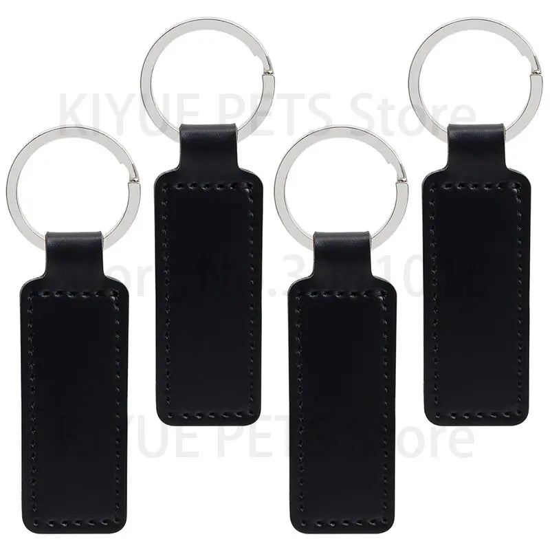 Wholesale 100 50 Pcs PU Leather ID Tag Key Chains Car Keychain Personalized Name Dog Tag ID Plate Square Key Pendant With Ring