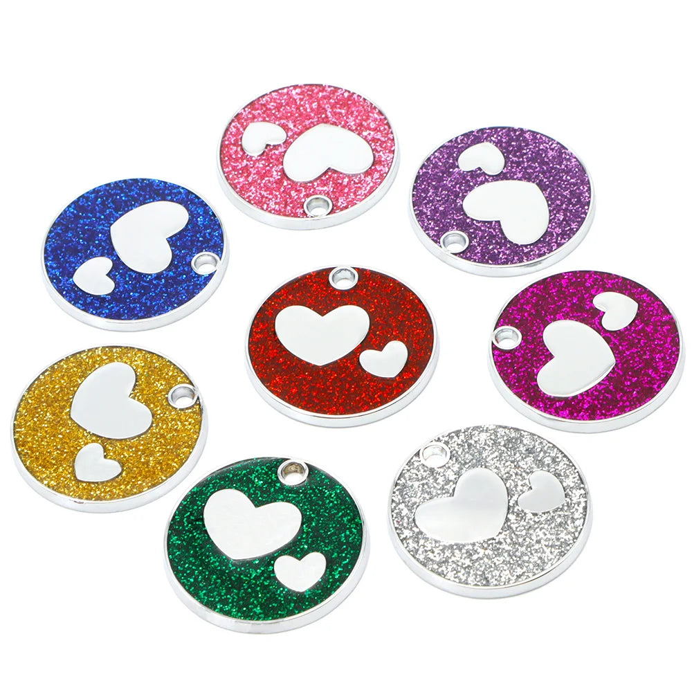 20PCS Round Dog ID Tag Anti-lost Shiny Pet Round Nameplate With Engraving Address Collar Puppy Accessories Metal Plate Animal