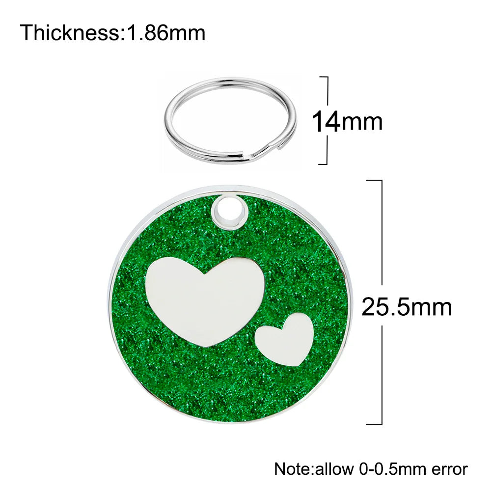 100PCS Personalized Pet ID Tags Engraved Pet Name Heart Number Address Cat Dog Collar Animal Round Pendant Puppy Rabbit Necklace