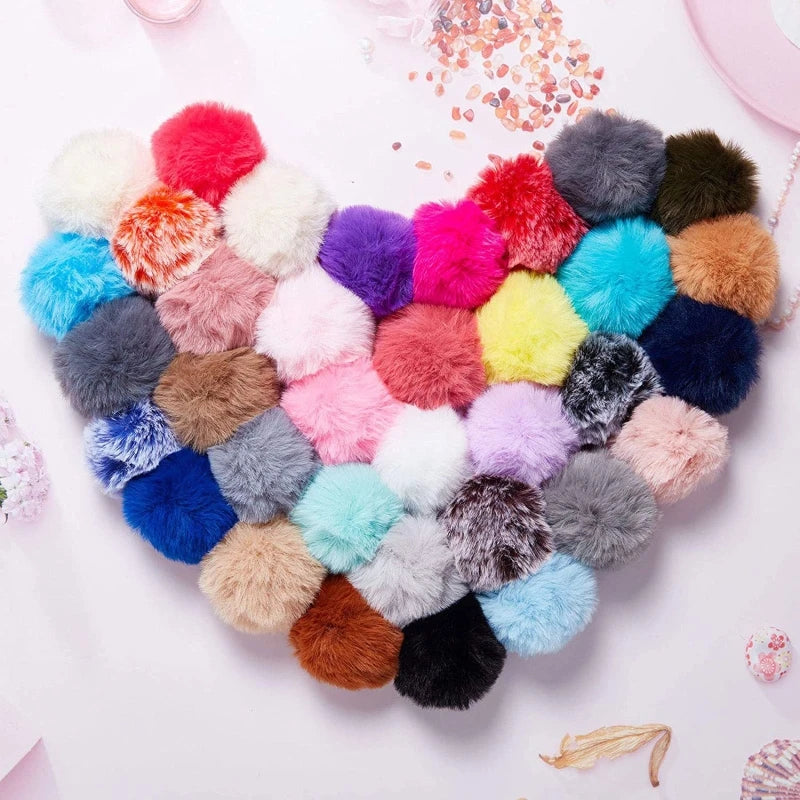 Wholesale 100/50/20 Pcs Pom Fluffy Key Rings Pet Tag Dog Plush Charm Keyring Faux Fur Keychain Ball For Women Girls Gift Pendant