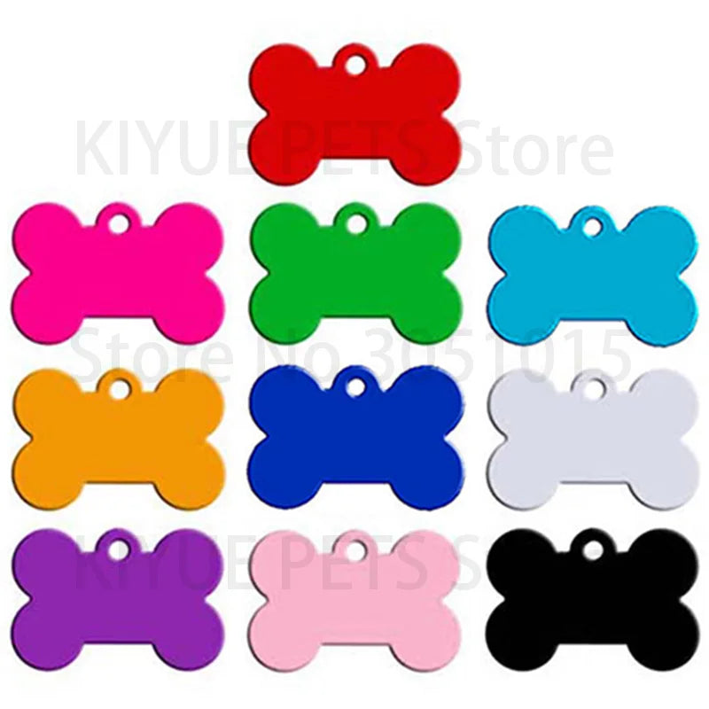 Wholesale 20Pcs Classic Bone Dog ID Tag Pet Tags Custom Anti-Lost Personalized Name Plate Cat Collar Pet Pendant Necklace Chain