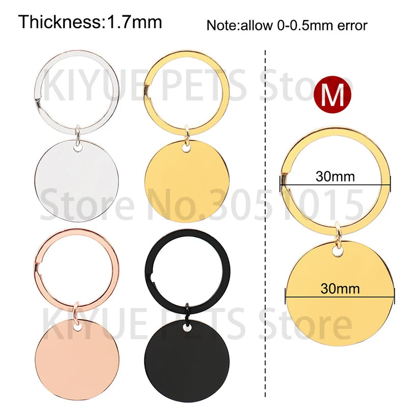 Custom 20Pcs/Set Pet Dog ID Tag Bone Round Stainless Steel Plate Pendant Necklace Collar Pet Accessories