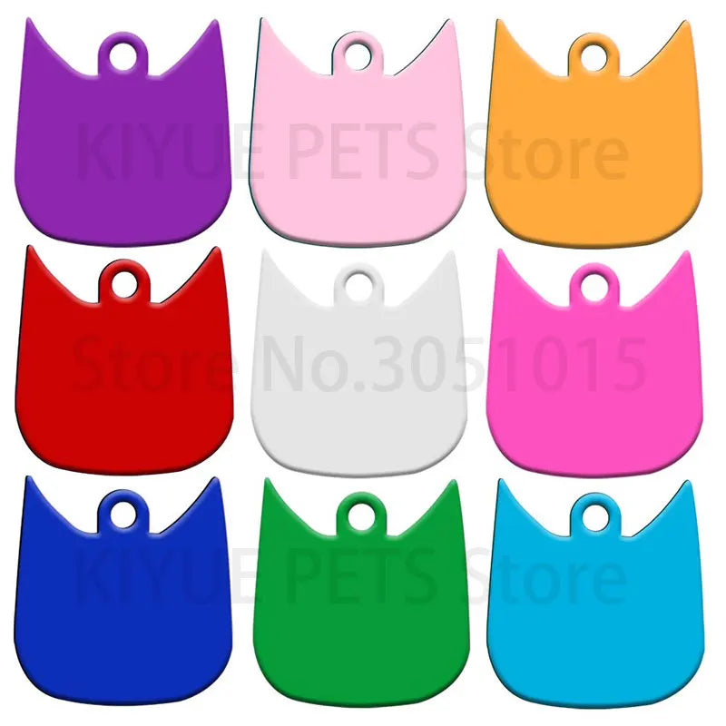 Wholesale 20Pcs Dog ID Tag Cat Shape Aluminum Personalized Blank Name Custom  Engraved Owner Phone Key Ring NO.Plate