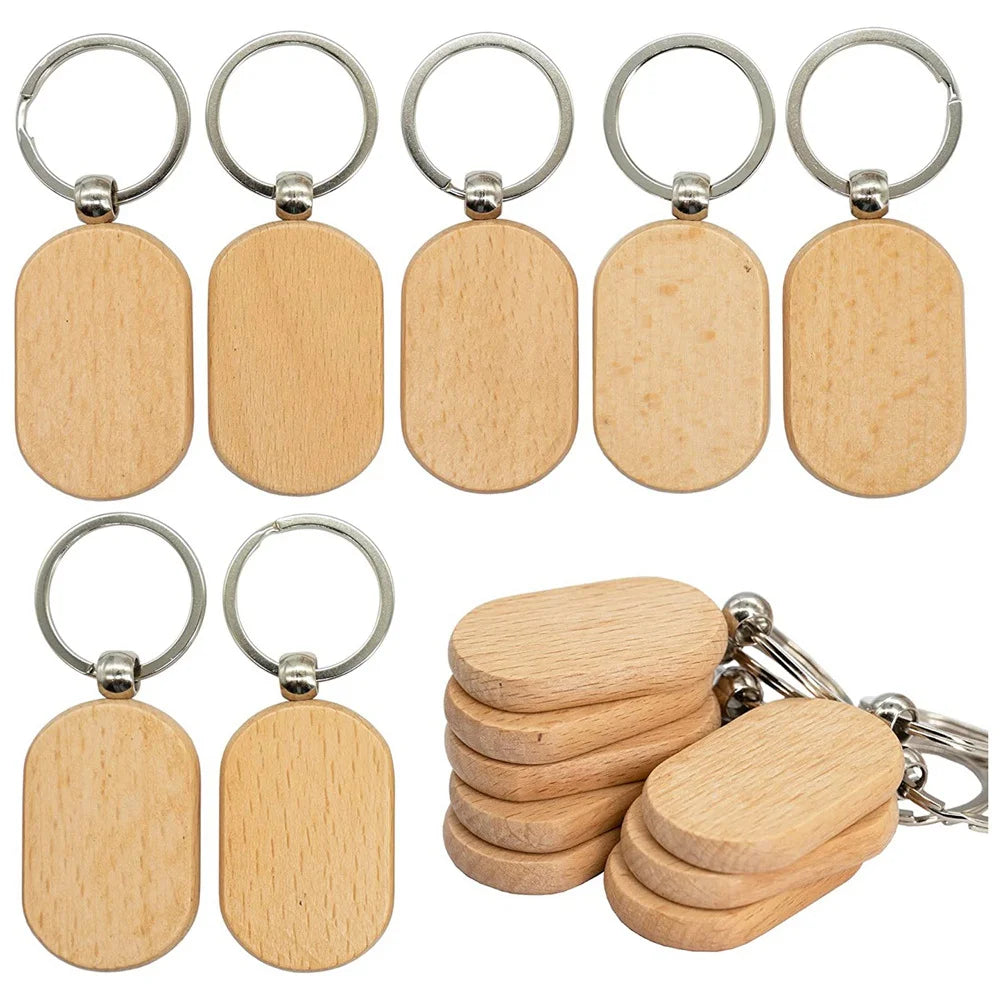 20 Pcs Blank Wooden Dog Tag Key Personalized Nameplate Laser Wood Keychains Wood Engraving Blanks Wood Id Tag