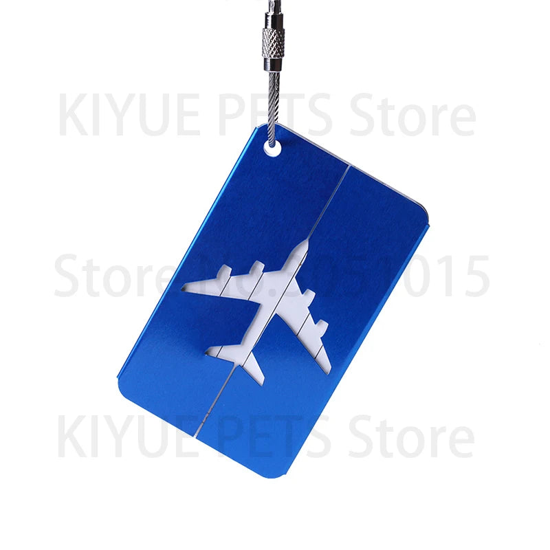 Wholesale 20Pcs Name Custom Aluminium Plate Luggage Suitcase Dog ID Tag Laser Label Holder Travel Accessories