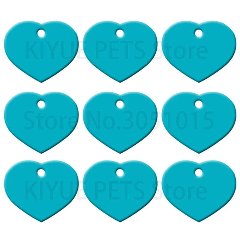 Wholesale 20Pcs Customized Personalized 2 Sides Heart shaped Aluminum Dog Cat Tag Pet Collar Accessories ID Tag Name Telephone