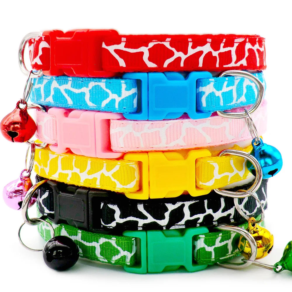 Wholesale 100Pcs Adjustable Small Pets Puppy Dog Dog Pet Glossy Reflective Cat Collar Safety Buckle Bell Strap Adjustable Strap