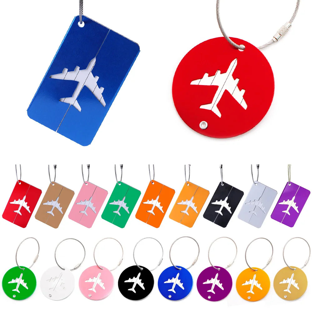 Wholesale 100Pcs Travel Luggage Dog Tags Baggage Name Tags Pet ID Suitcase Label Holder Aluminium Luggage Nameplate Travel Mark