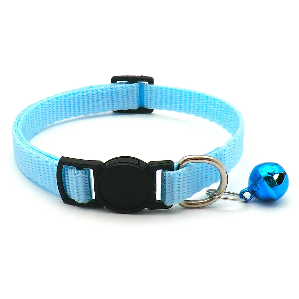 Wholesale 24Pcs Safety Casual Solid Color Neck Strap Fashion Walking Outside Pet Cat Dog Collar With Bell Delicate