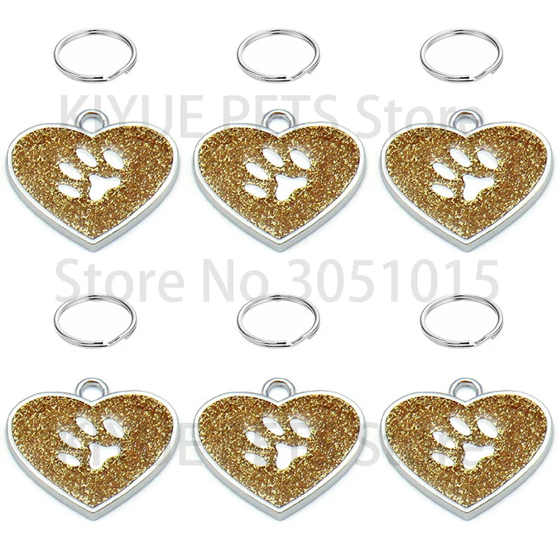 Wholesale 20Pcs Pet Tag Collar Accessories Custom Name Phone Paw Nameplate Personalized Puppy Engraving Necklace DIY Walkoutside