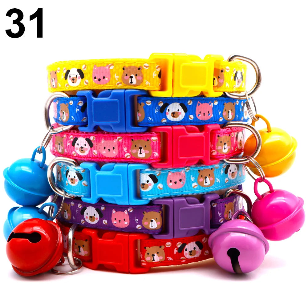 24PCS Cute Bell  Collar Different  Teddy Bomei Dog Cartoon Footprint Cat Colth Supplies Pets Leads Product Dropshipping