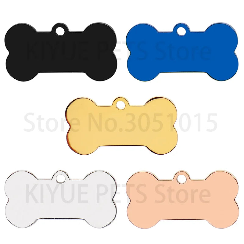 Wholesale 100 Pieces Stainless Steel Bone Pet Identity Dog ID Tag Personalized Laser Custom Cat Collar Accessories